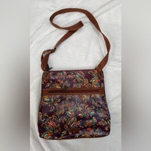 Sakroots Mulberry Treehouse Bird Print Flat Crossbody Bag